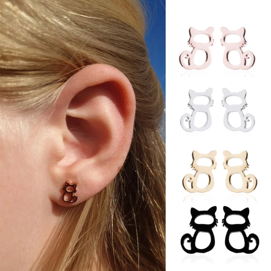 Cat Earring Men Collares Hollow Paw 2025