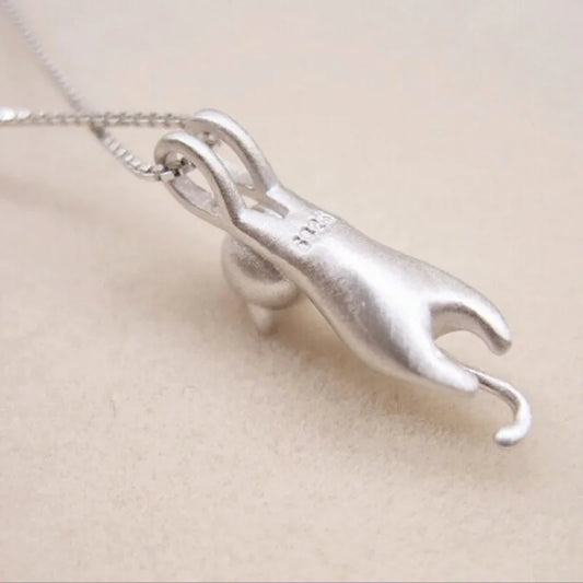 Popular 925 Sterling Silver Jewelry Korean Chain Pendant Cat Necklace