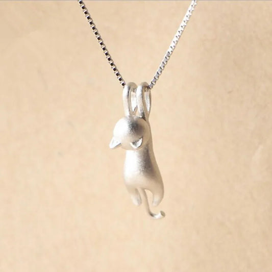Popular 925 Sterling Silver Jewelry Korean Chain Pendant Cat Necklace