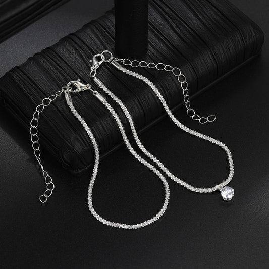 Zircon Pendant Anklets Two Layers Chain