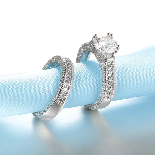 Elegant Wedding Engagement Couple Rings Sterling