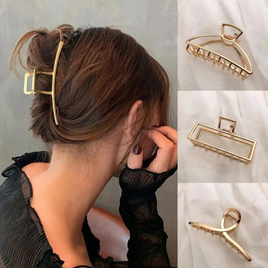 Geometric Hair Clips Metal Hair Claw Cross Headband Hairpin