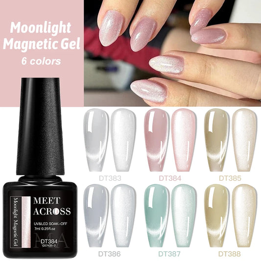 Gel Nail Polish Pink Silver Semi Permanent Glitter Magnetic