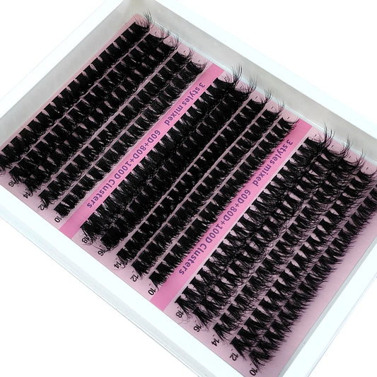 15Rows DIY 5D Fluffy Lash Clusters 60D/80D/100D Thick Eyelash Clusters Wispy Individual Lashes 10-20mm Cluster Eyelash Extension