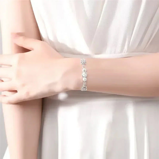 Sterling Silver Lucky Beads Bracelets Multilayer Adjustable