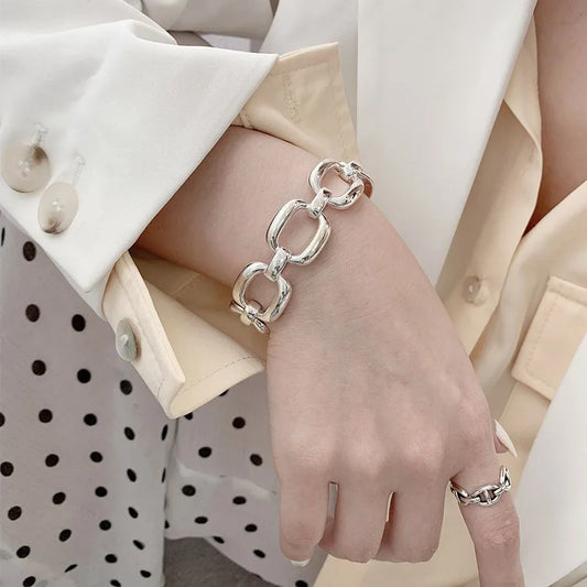 Sterling Silver Bracelets Trend Hip Hop Vintage Thick Chain