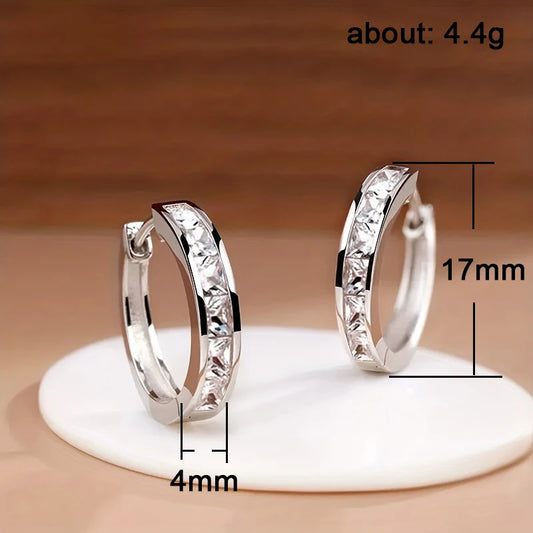 Earrings Full with Princess Square CZ Simple and Elegant