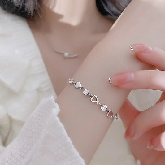 Heart Shaped Bracelet Retro Korean Versatile Zircon