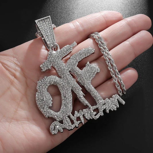 Luxurious Ice Crystal Zirconia Letter OTF Letter Pendant Necklace