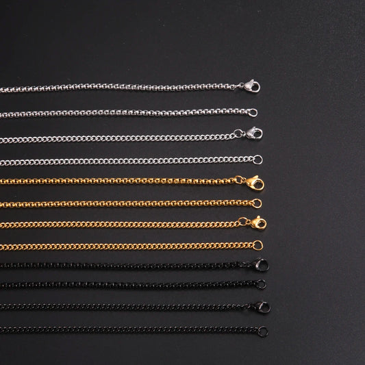 Skyrim Fashion 60cm Long Box Chain Necklace Men Stainless Steel Black