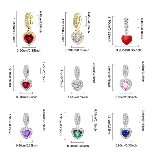 Red Love Heart Earrings Charms Beads