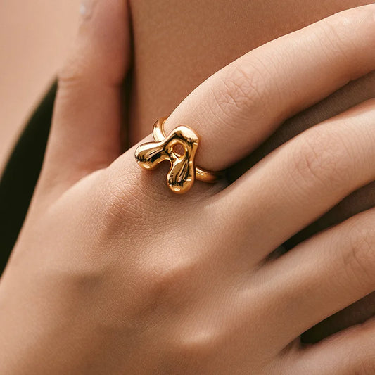 Cute Bubble Letters Rings A-Z Alphabet Opening Ring