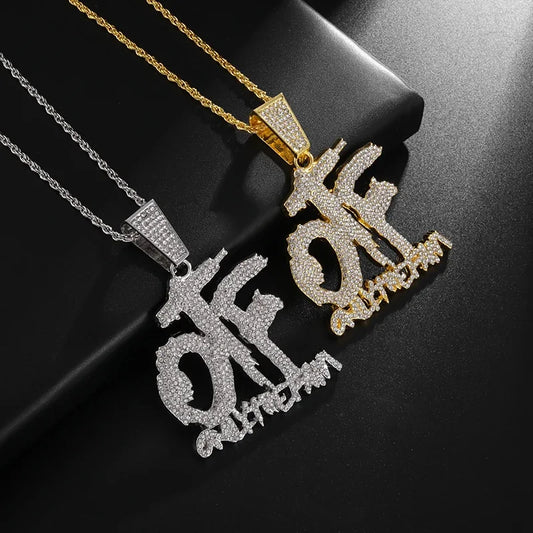 Luxurious Ice Crystal Zirconia Letter OTF Letter Pendant Necklace