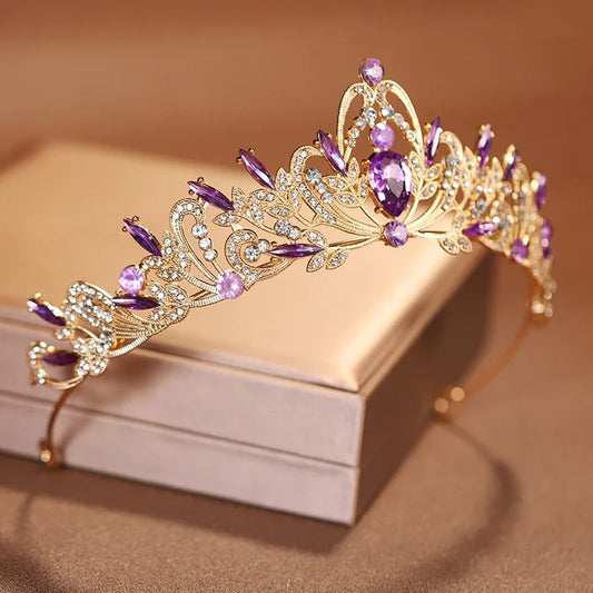 Bridal Headwear Purple-Colour Women's Grand Crown