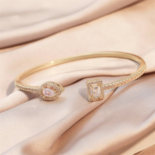 Luxury Geometry Cuff Cubic Zirconia Bracelets Bangles