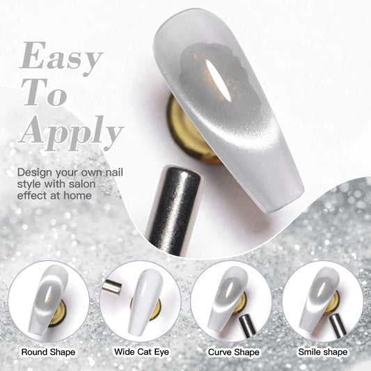 Gel Nail Polish Pink Silver Semi Permanent Glitter Magnetic