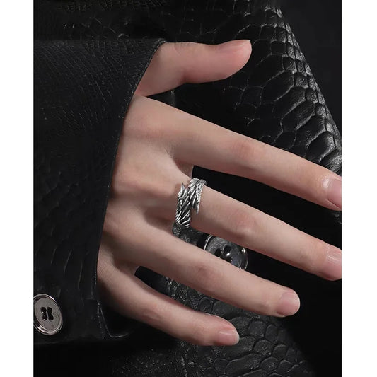 Retro Angel Demon Wings Creative Ring Punk Gothic Open Ring