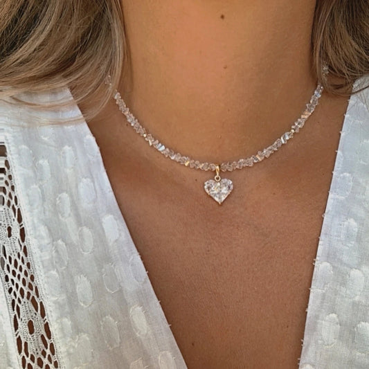 Zircon Heart Pendant Necklace