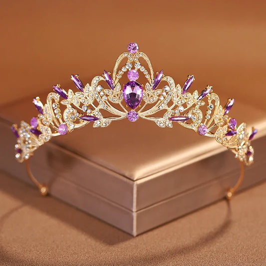 Bridal Headwear Purple-Colour Women's Grand Crown