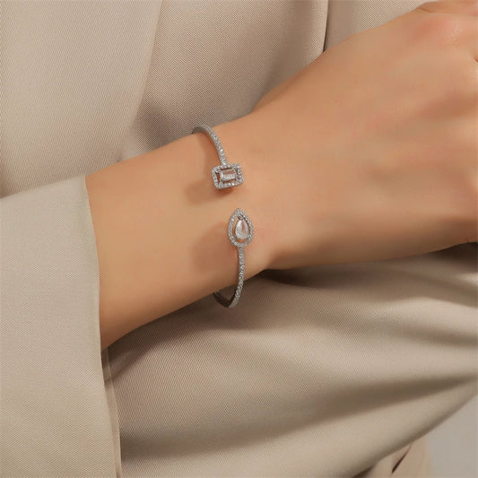 Luxury Geometry Cuff Cubic Zirconia Bracelets Bangles