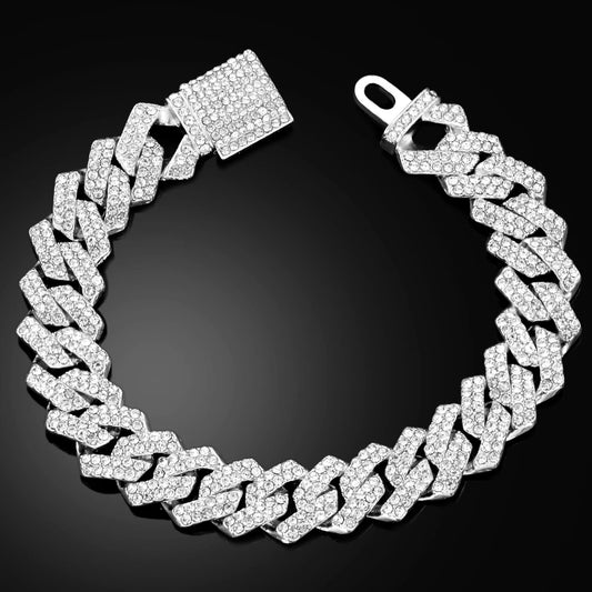 Cuban Chain Bracelets Full Rhinestones Chunky Miami Cuban